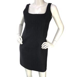 Charles Chang Lima Womens Size 6 Dress Shift Textured Wool Blend Midnight Blue